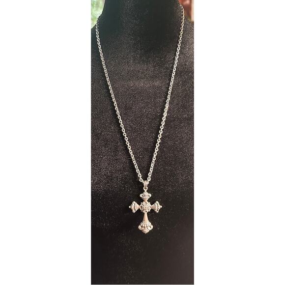 Large Retired James Avery HEAVY Cross Pendant 24" sterling chain - Picture 2 of 12